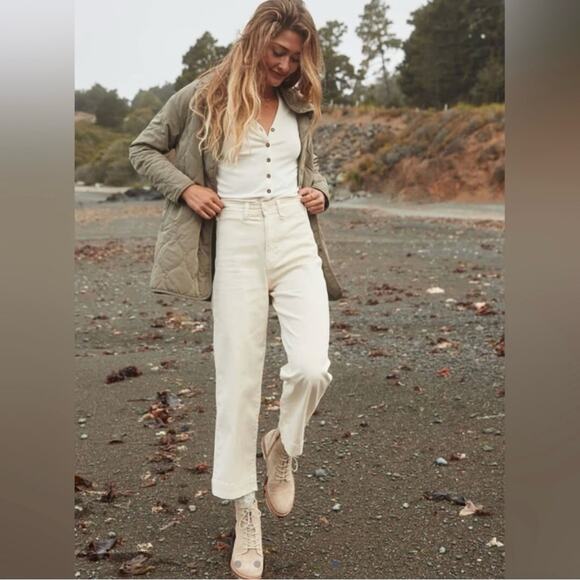 Marine Layer Cream Wide Leg Pants - Picture 4 of 14